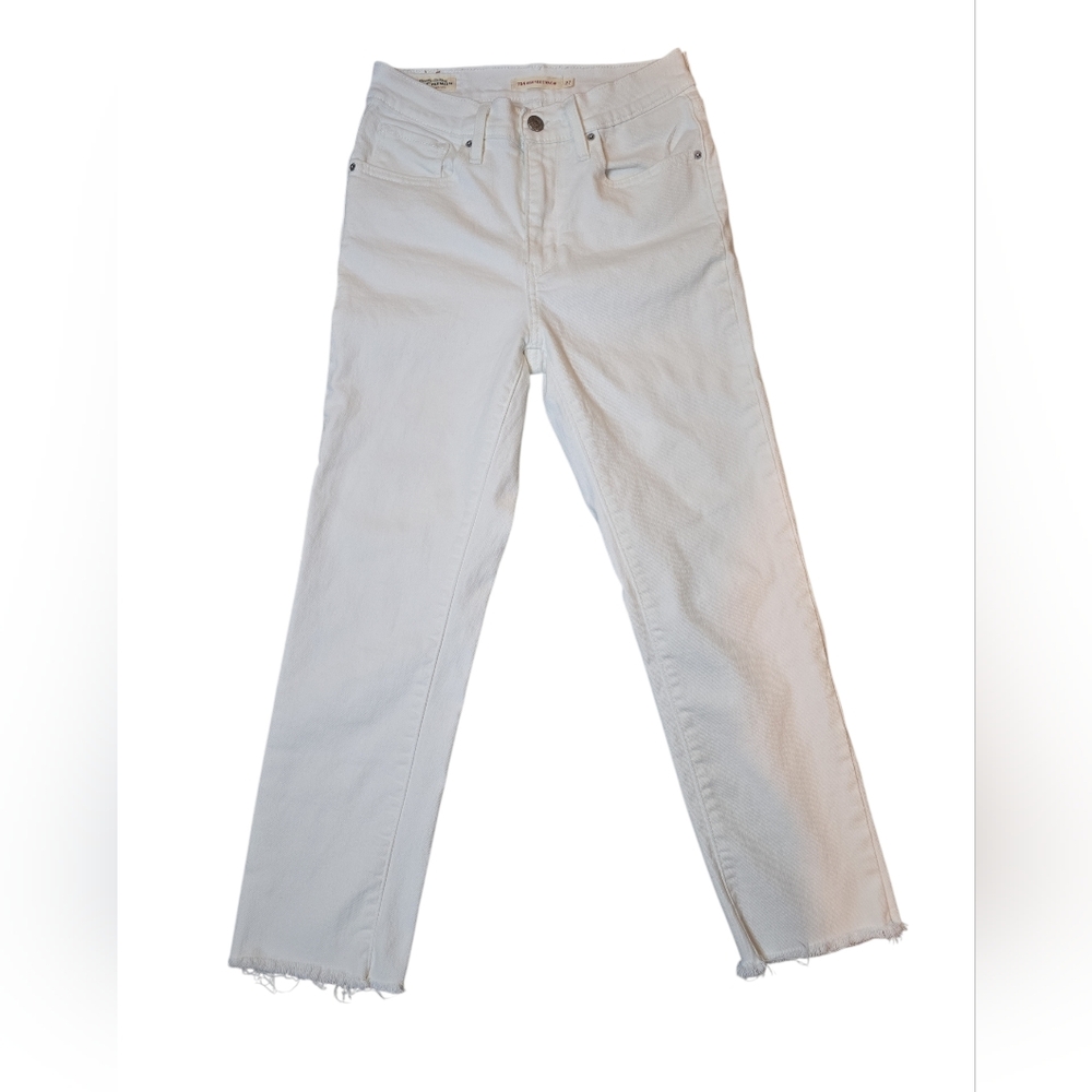 Levi's Premium Denim 724 High Rise Straight White‎ Jeans Size 27 Cropped